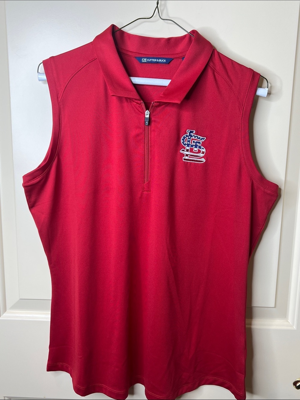 Cutter & Buck St Louis Cardinals Sleeveless Quarter-Zip Polo-USA